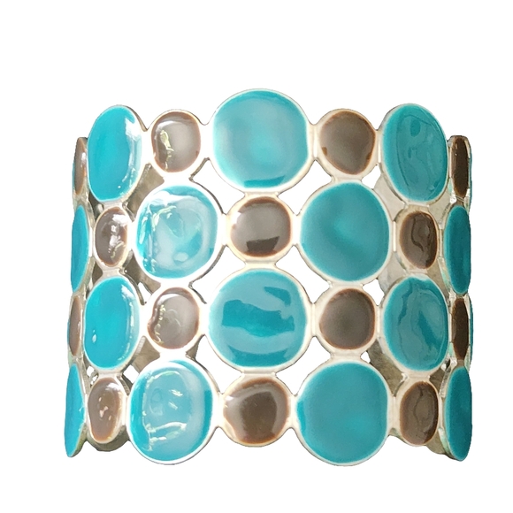 Elegant Enamel Cuff Bracelet Black and Blue Bracelet Fashion Costume Jewelry - Picture 3 of 11